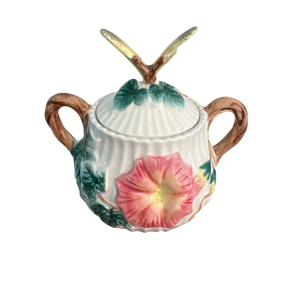 Vintage Fitz Floyd Classics Morning Glory Sugar Bowl Candy Dish Lidded Butterfly